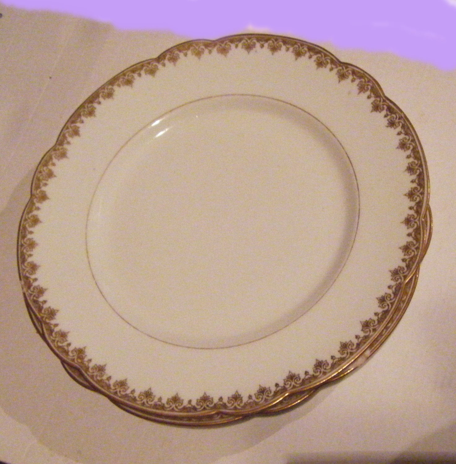 Two Limoges France Fine China Gold Rim Salad by NeedfulOddiities