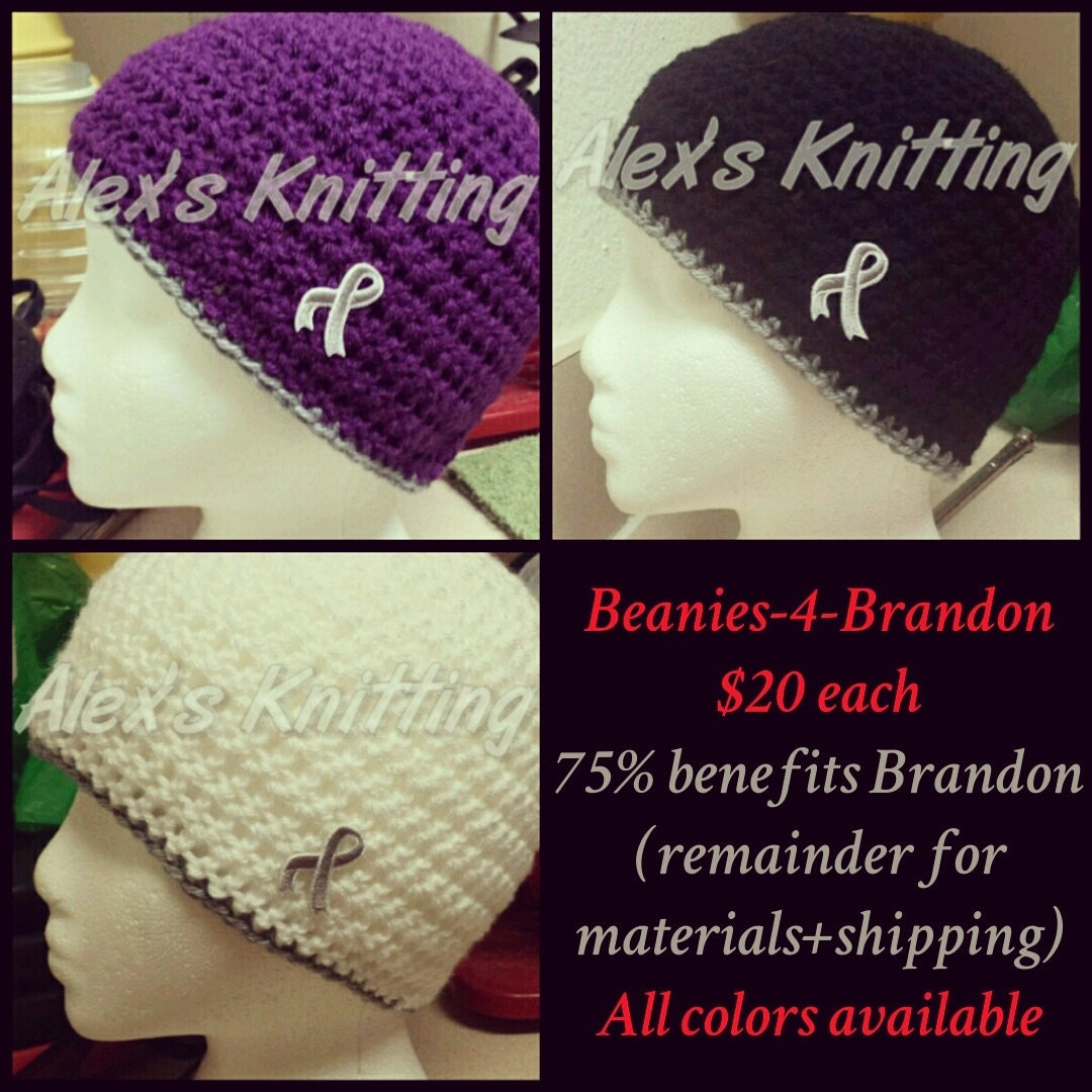 Brain Cancer Awareness beanies for BRANDON by LEVELUPCreation