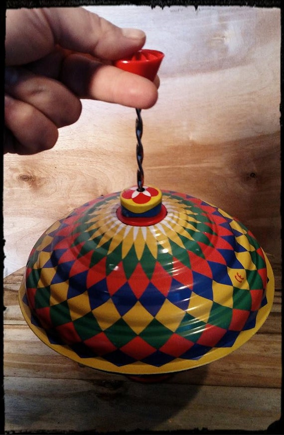 Vintage Spinning Top CE LBZ Metal German Czech Toy / Spinning