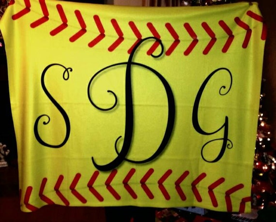 Personalized Monogram Softball Team Fleece Blanket by ...