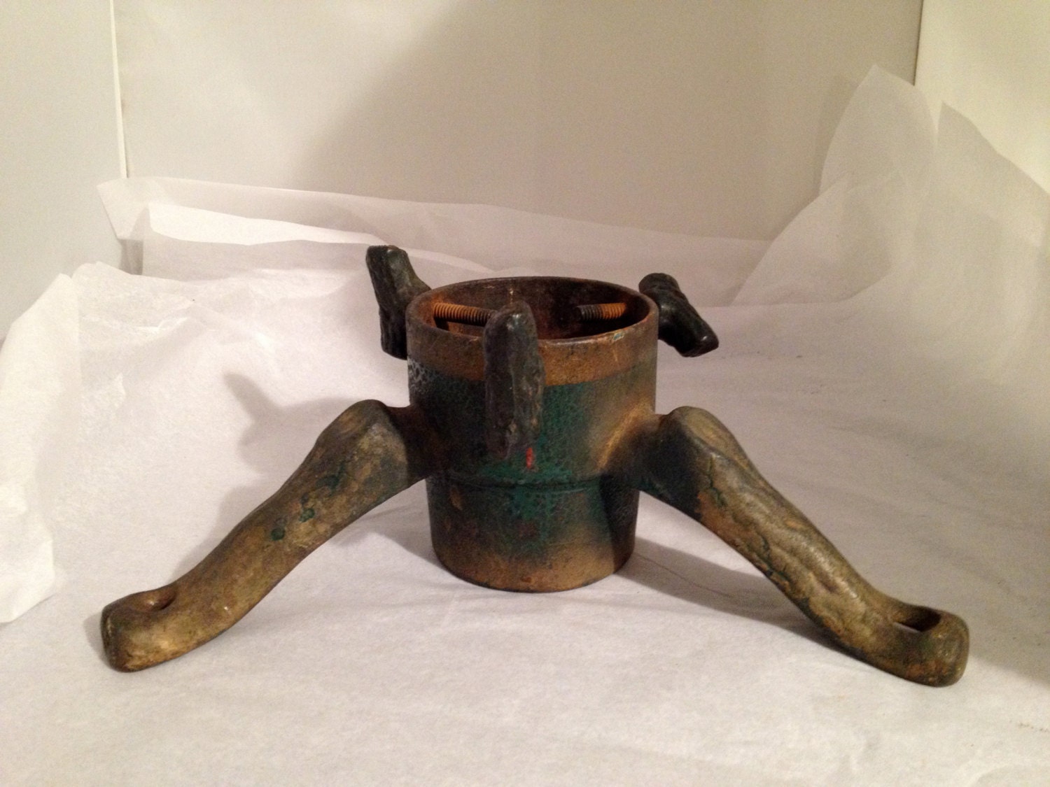 Antique Cast Iron Christmas Tree Stand Vintage Rare Beauty