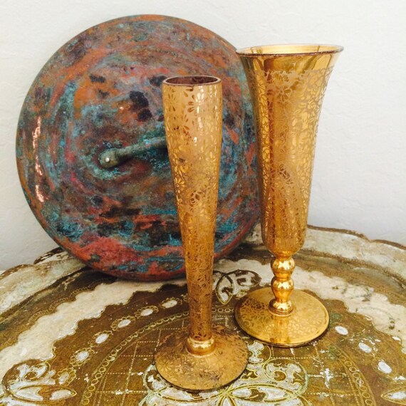 Gold Bud Vase Ransgil Crystal 22k Bud Vase Gold by ACertainFeel