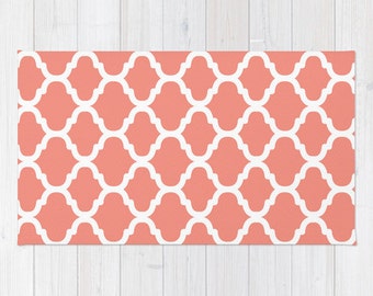 Coral area rug | Etsy