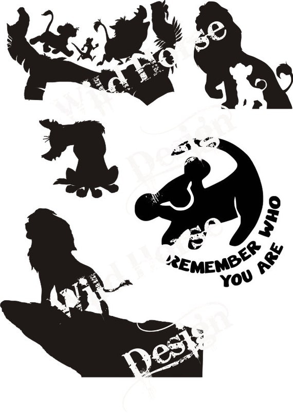 DXF SVG file Lion King silhouette Rafiki Mufasa Cub Ed Fun
