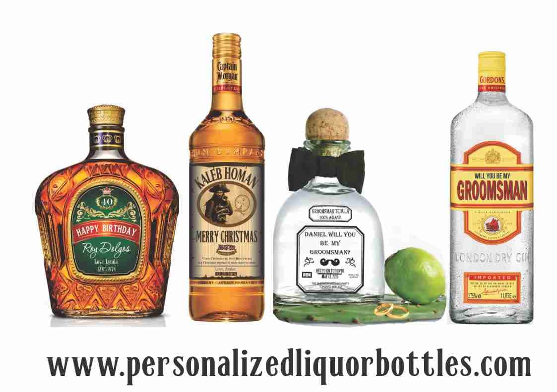 Personalized liquor bottles Groomsman's gift by MagicLabels