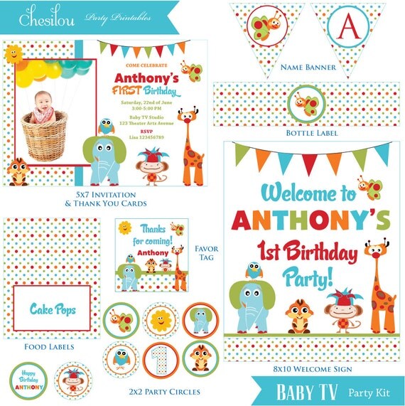 Customized Baby TV Birthday Invitation and Party Kit by Chesilou