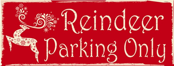 Reindeer Parking Only Metal Sign Christmas Holiday Decor