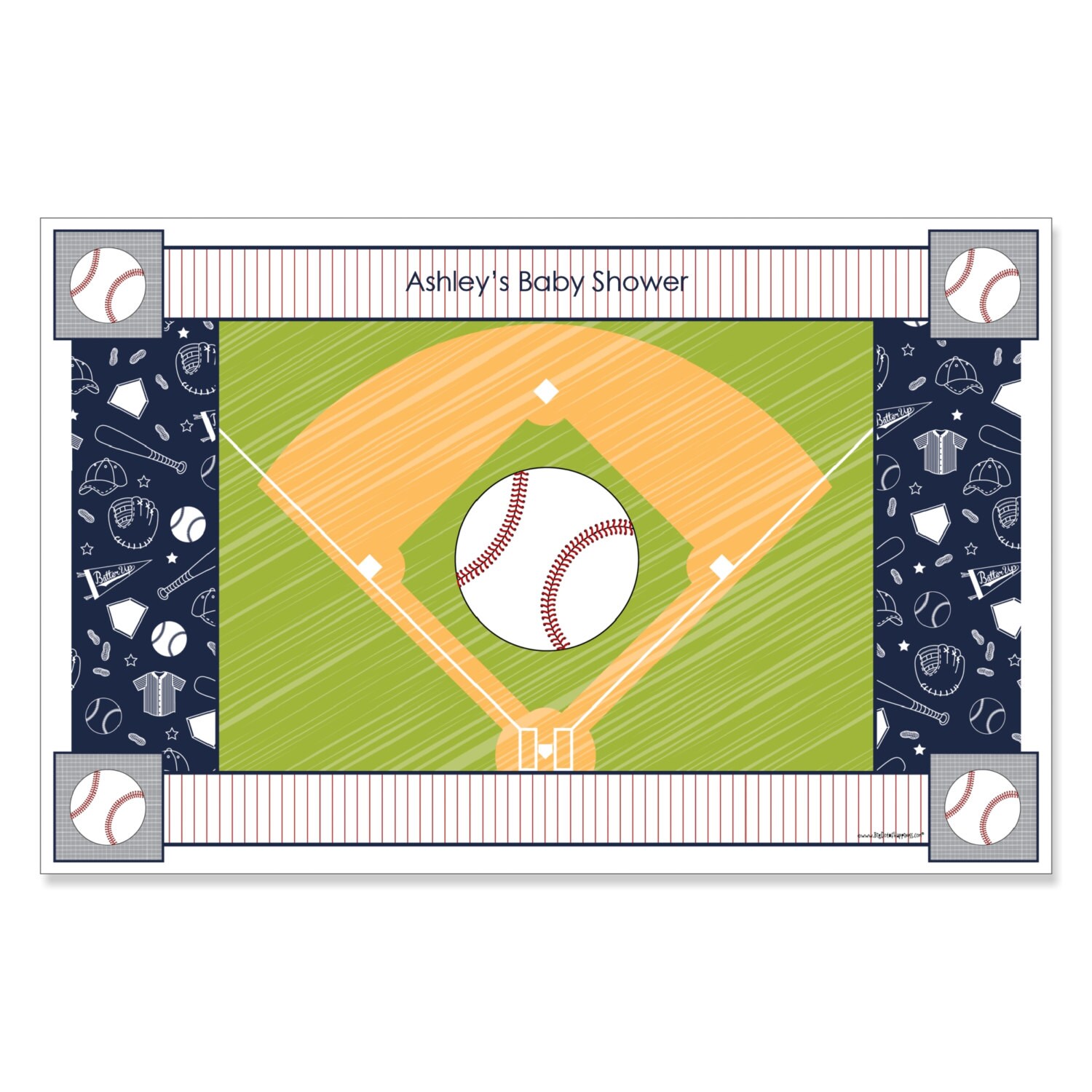 Set of 12 Baseball Placemats Personalized Baby Shower or Birthday