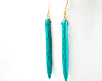 Turquoise Spike Earrings | Britt Earrings Bachelor Bachelorette | Gold Silver Howlite | Turquoise Drop Earrings | Best Selling Item