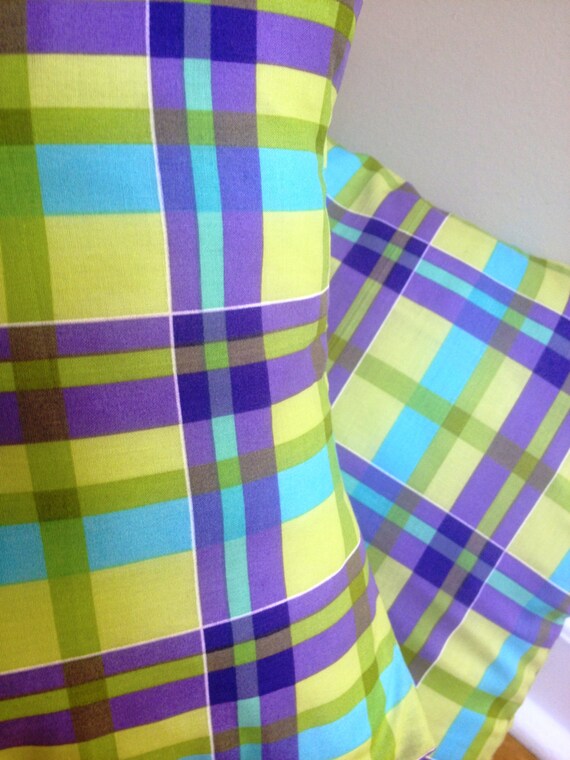 Purple Plaid Pillow Cover