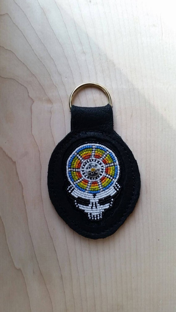 Beaded Leather Keychain unique Grateful Dead inspired Steal