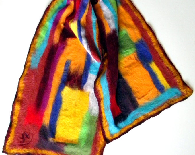 Women Nunofelt scarf Burgundy shawl Spring scarves Felted wool scarf Autumn shawl Art to wear Abstract women scarf moms gift for her