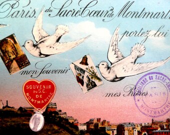 Vintage Paris Postcard, Vintage Sacre Coeur Postcard, Montmartre, Antique Postcard