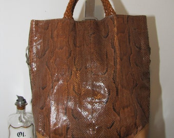 Vintage Ronald Furst Python Snakeskin Sac-a-Dos Tote