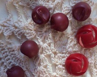 9 Vintage Reds Buttons 1960's