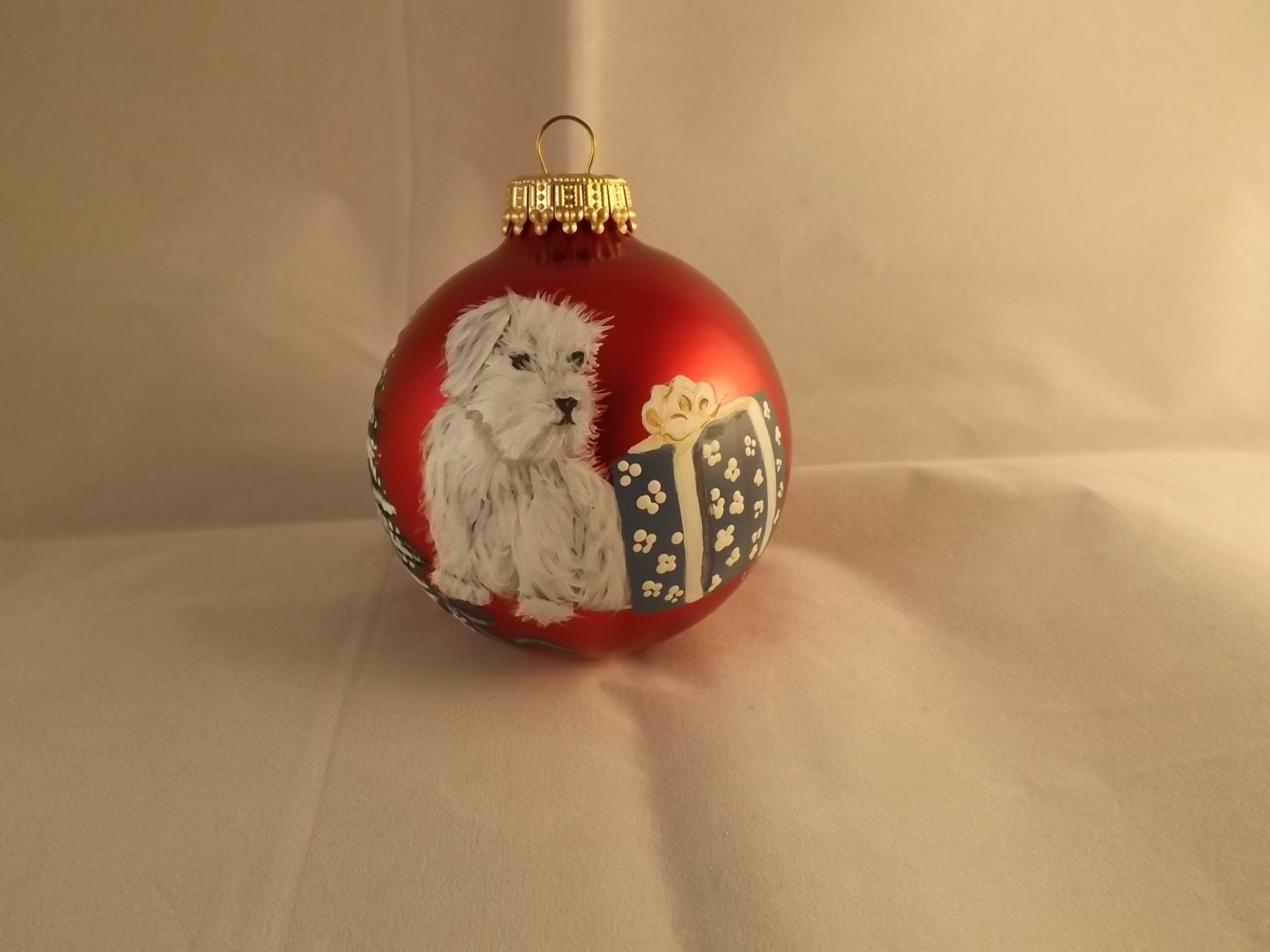 Maltese Chirstmas Ornament Hand painted