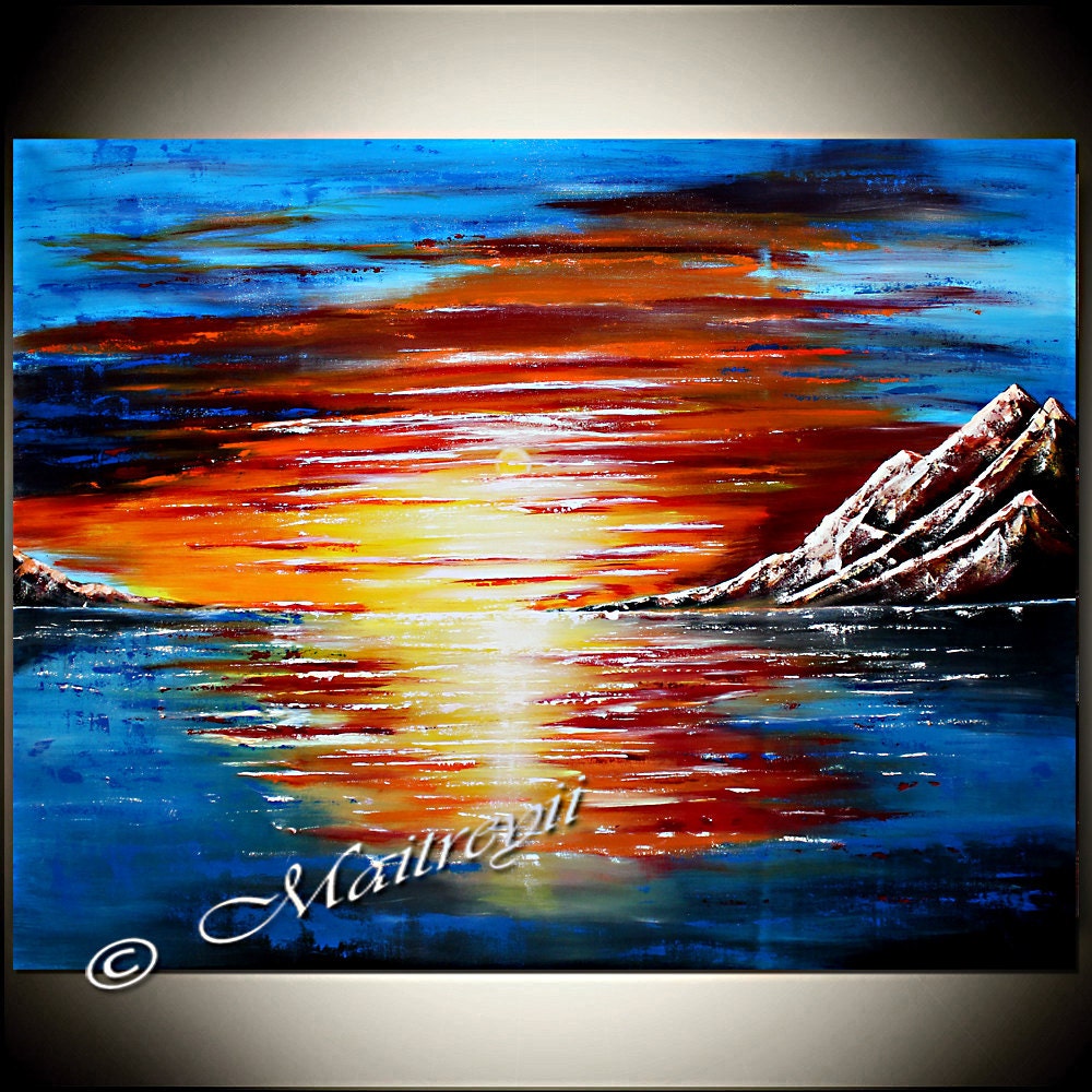 OIL PAINTING Sunset Abstract Painting Artwork on Canvas