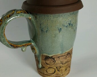 MADE TO ORDER *(up to 3 weeks)* Custom Ceramic Travel Mug / Commuter mug with silicone lid - Custom Travel Mug