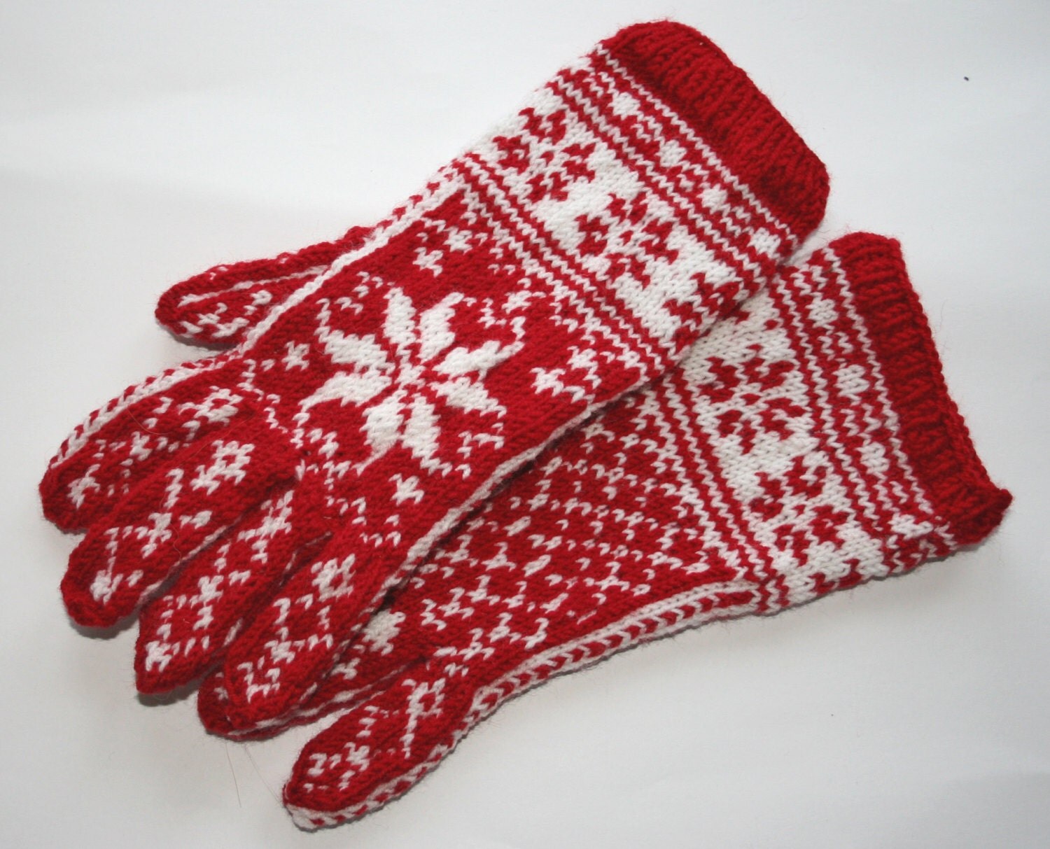 Red Norwegian gloves Scandinavian gloves Estonian gloves