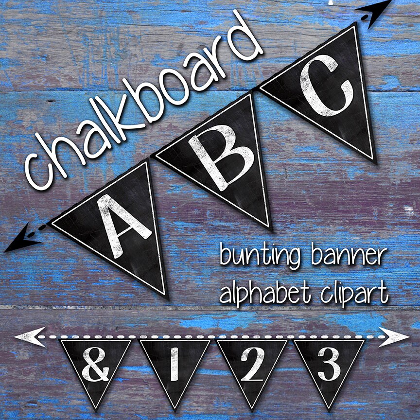 Bunting Banner Alphabet Clipart Printable Chalkboard Bunting