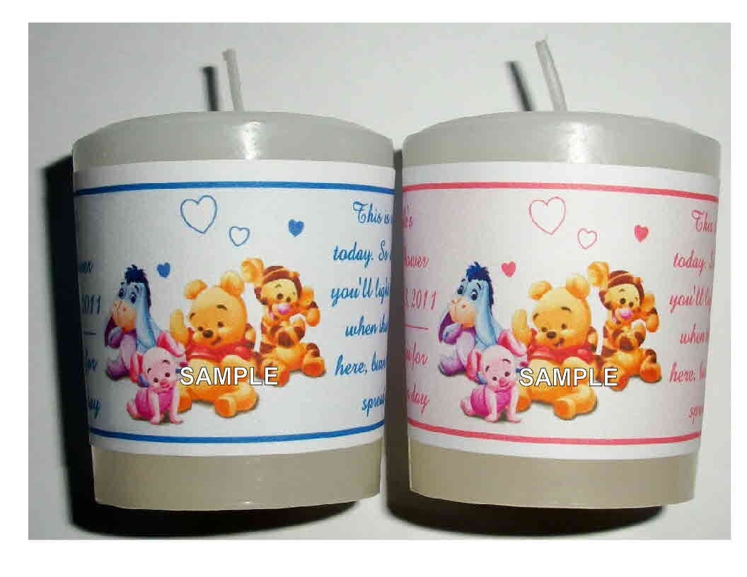 28 Winnie the Pooh Baby Shower Favors Votive Candle Labels