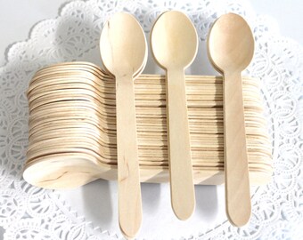 Heavy Weight 25 Disposable Wooden Spoons birthday party weddings baby shower "Same Day Shipping"