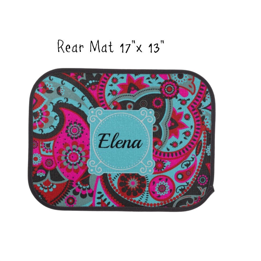 Custom Personalized Set of Car Floor Mats Your Name Paisley
