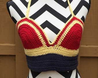 Wonder Woman Inspired Crochet Festival Crop Top