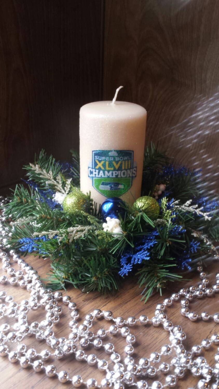 Seattle Seahawks Christmas Candle Wreath