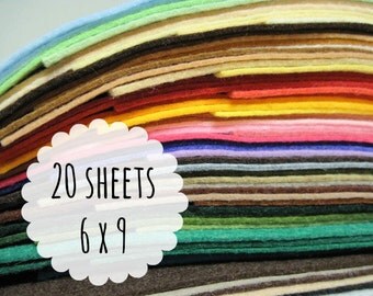 Wool Blend Felt Sheets, 6 x 9 inches - Felt Fabric - Felt for Crafting - Choose 20