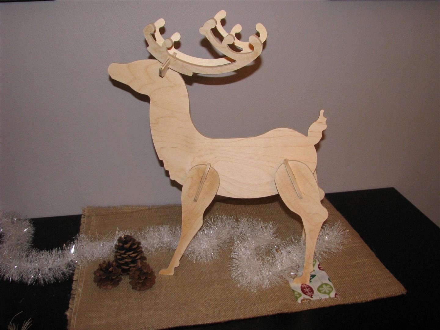 Small Wooden Reindeer Unpainted Birch Christmas