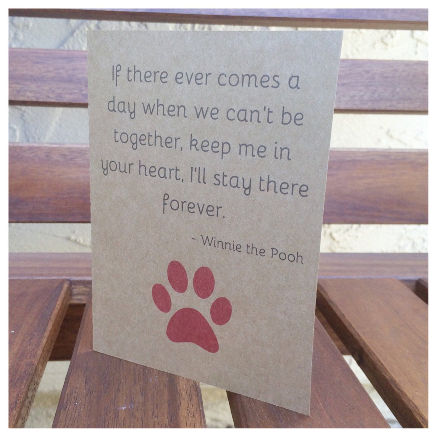 Pet Loss Sympathy Card Winnie the Pooh Quote