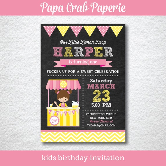 Pink Lemonade Stand Chalkboard Birthday Party by PapaCrabPaperie