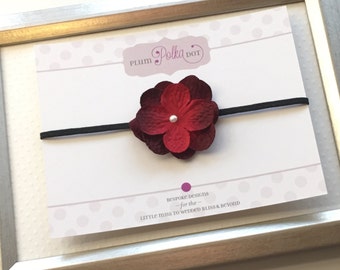 Red Headband Baby, Burgundy Hair Flower, Burgundy Headband, Dainty Headband, Red Hair Accessories, Baby Headband Red, Hydrangea Flower