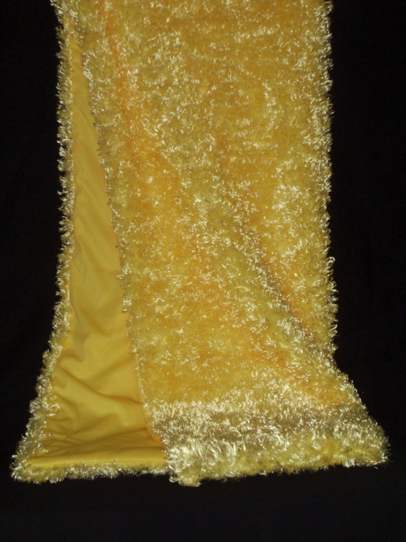Yellow Fuzzy Silky Blanket by PattyStuckeyTreasure on Etsy