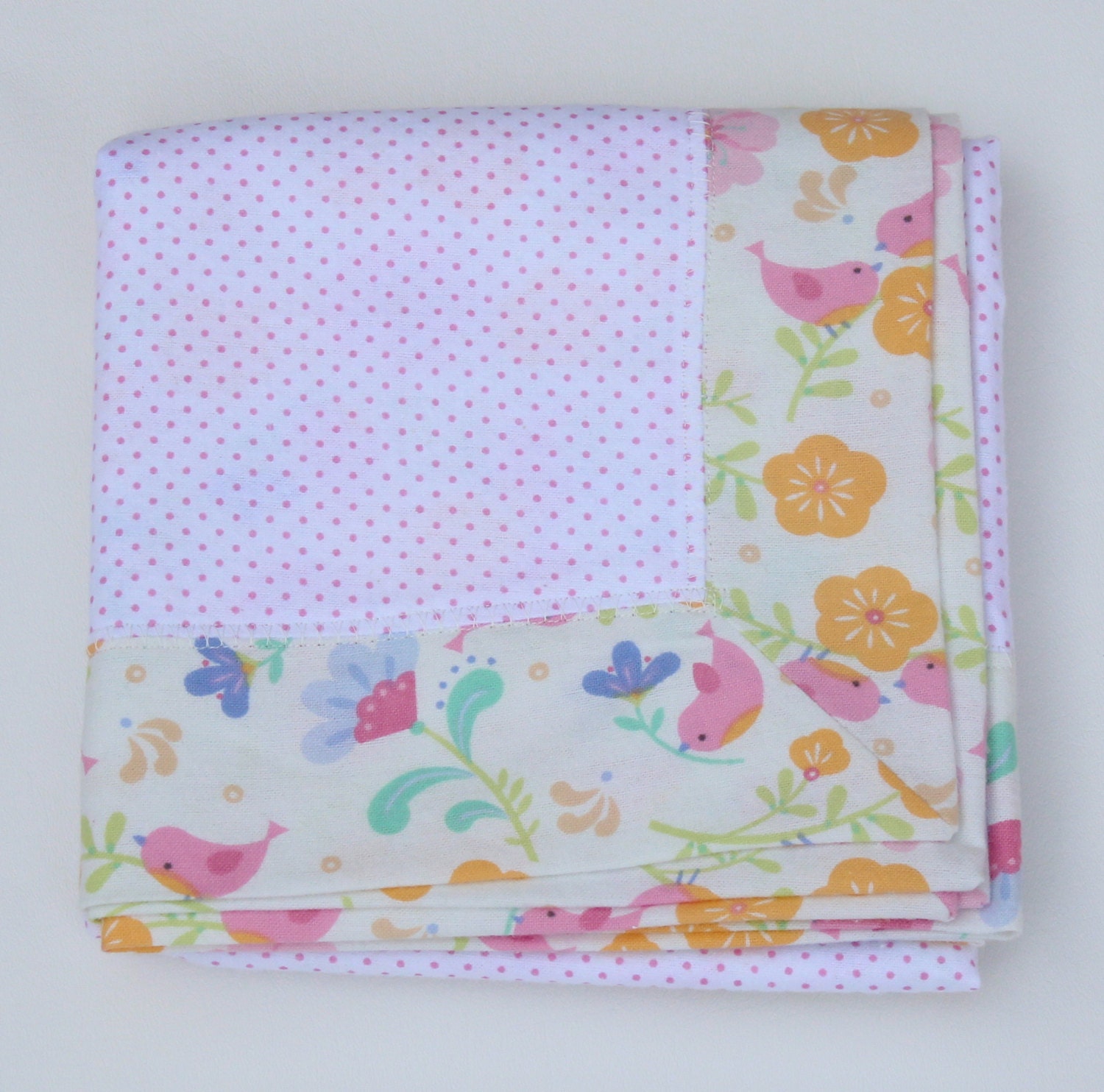 LAST ONE Baby Girl Flannel Blanket Spring Floral Receiving