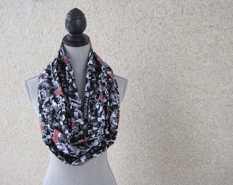 Infinity scarf, tube scarf, eternity scarf, loop scarf, Walking Dead, black scarf, fabric scarf, Walking Dead scarf, Zombies