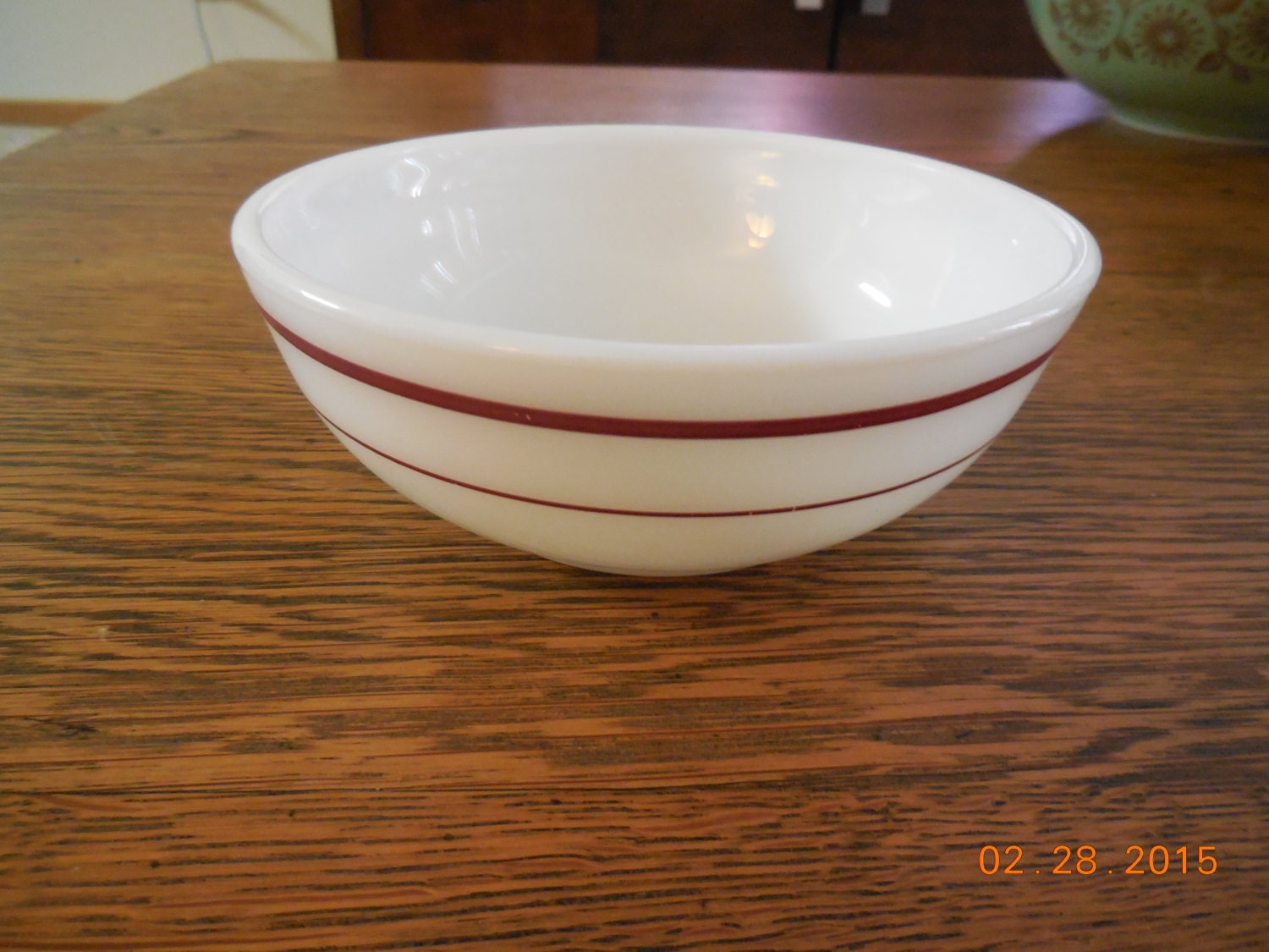 RARE Vintage Cereal Bowl Pyrex Red Stripe 705 Clean Bowl
