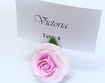 Place Card Holders Roses, Table of Table Decor, Wedding - handmade from polymer clay Set 10
