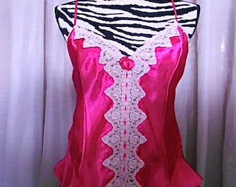 Pink Lace Satin Tie Teddy