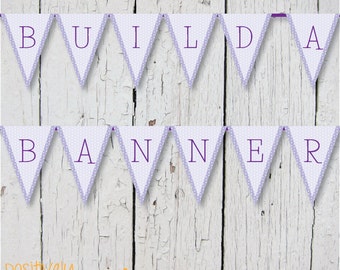 DIY Custom Banner - Lavender Swiss Dots - Printable A-Z, 0-9 5x7"