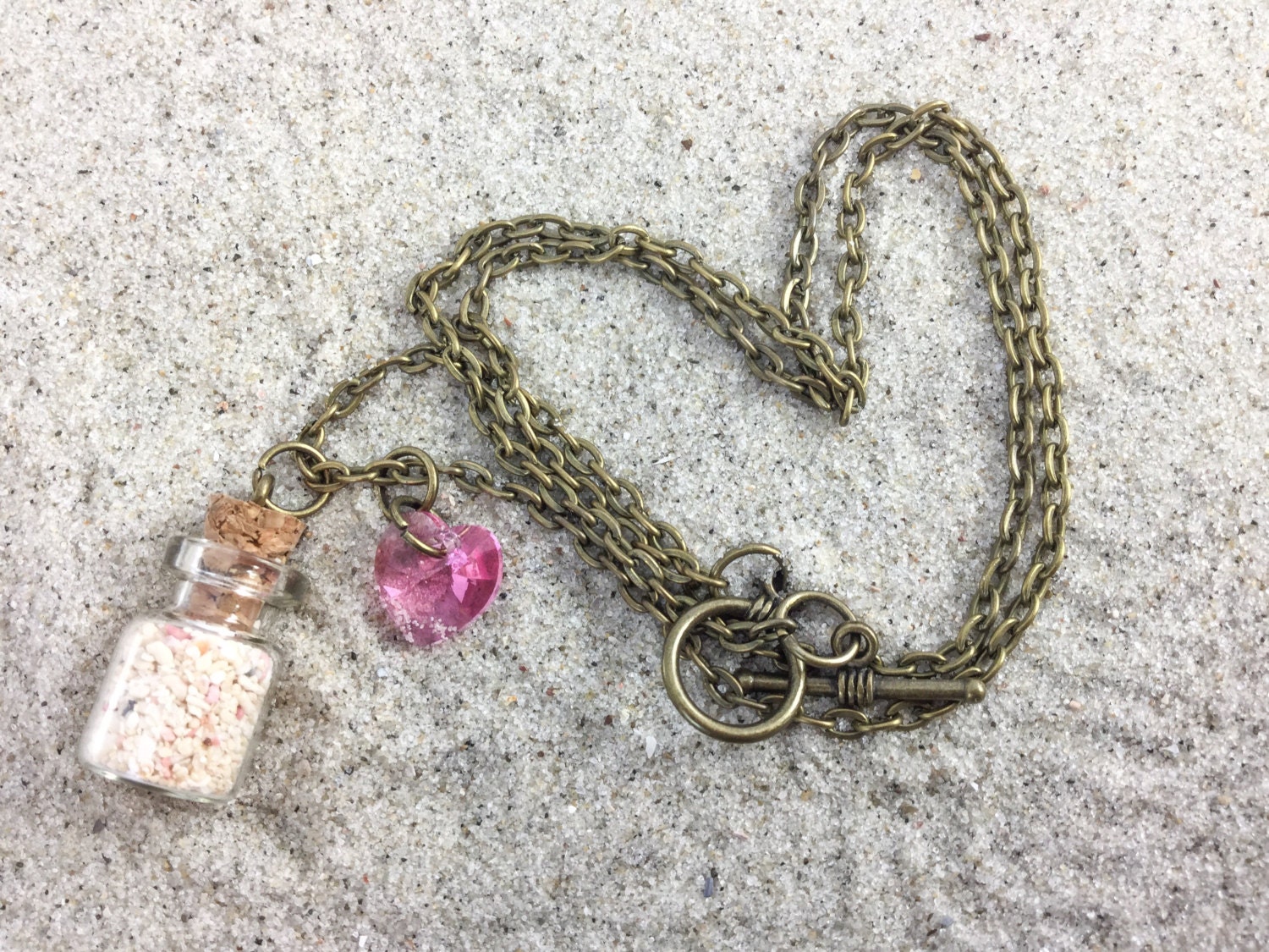 Bermuda Sand Vial Necklace Pink Beach Sand Vial by OuterWonders