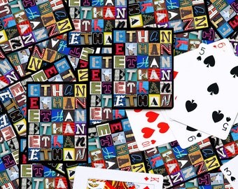 Personalized Playing Cards featuring the name ETHAN in letters from photos of actual signs; Deck of cards; Poker; Playing card