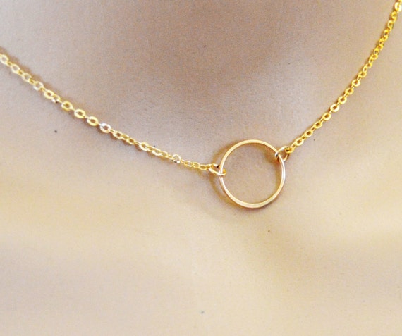 Karma Circle Gold Choker Necklace 14k Gold Fill By Layeredlong 9664