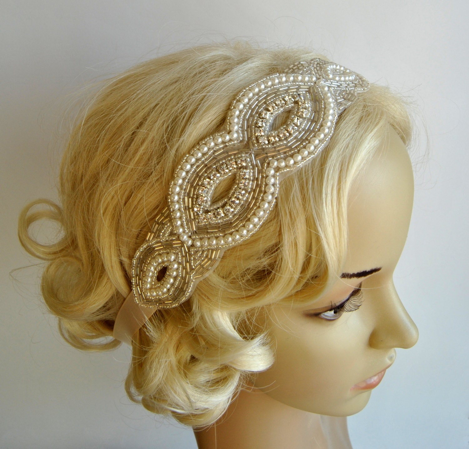 Pearls Rhinestone Headband Bridal Headband By Fabulousstyledesign