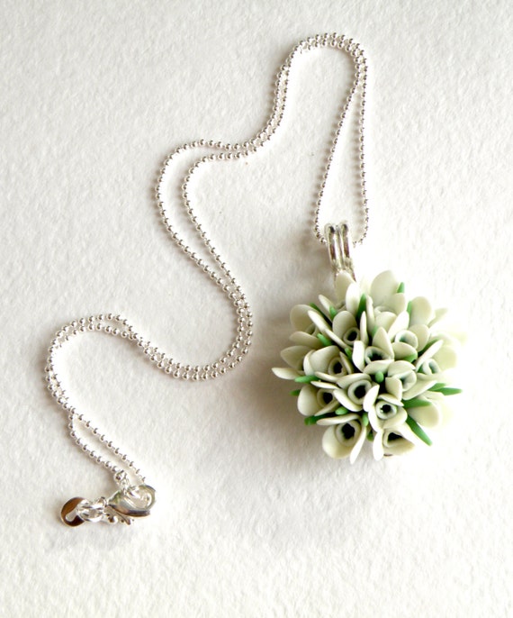 Items similar to Snowdrops pendant White wedding Flower necklace Snowdrop necklace on sterling