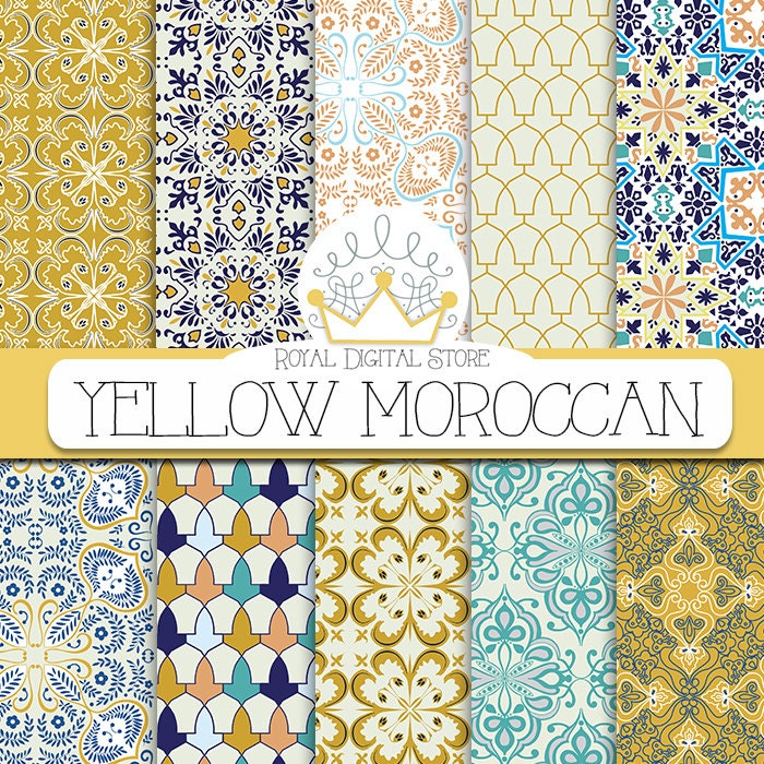 Download Moroccan digital paper: YELLOW MOROCCAN with