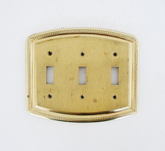 Light Switch Cover Mid Century Triple Brass by TheDustyOldShack