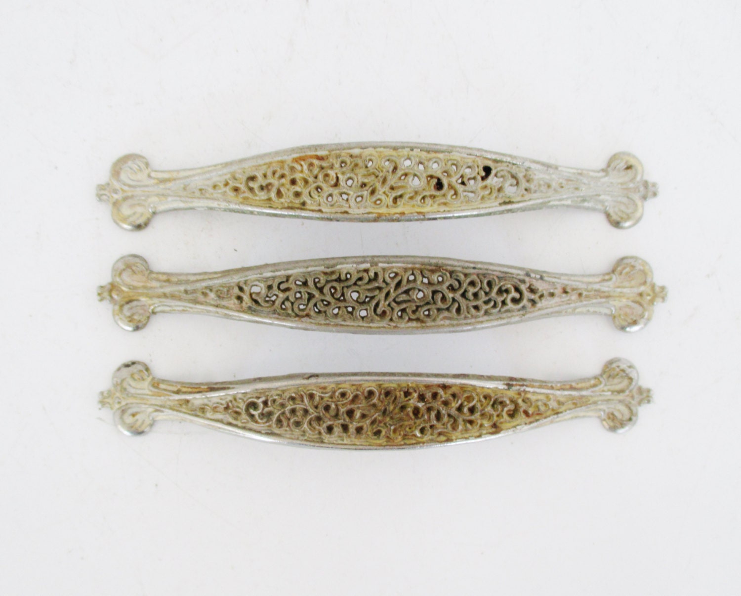 Drawer Handles 3 Mid Century Drawer Pulls Silver Drawer