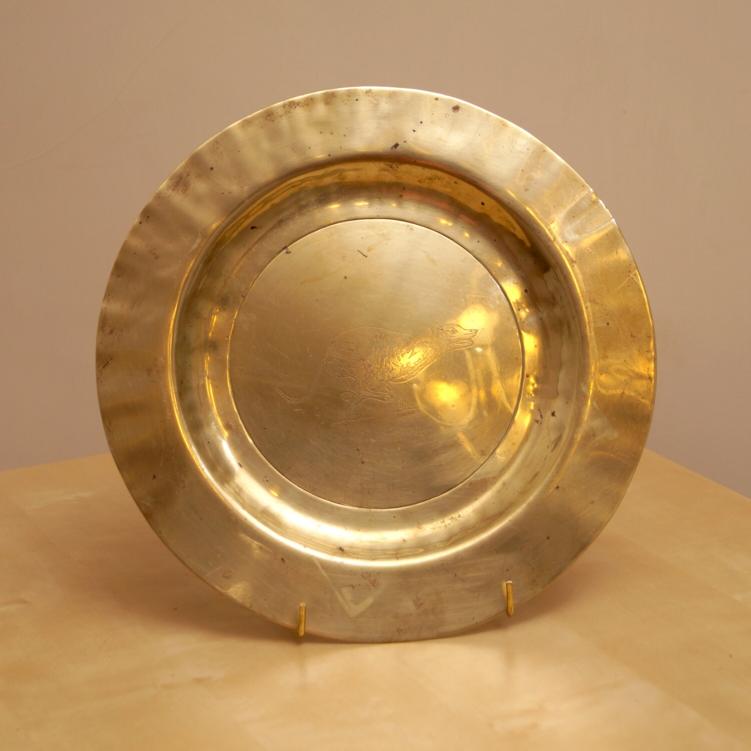 1985 Brass Serving Plate / Tray By A.Marshall || Solid Drass || Dog ...